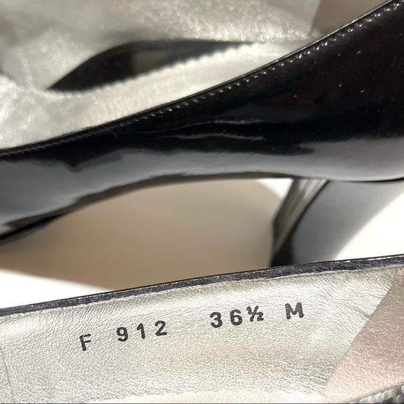 Taryn Rose Black Patent Open Toe Block Heels 36.5 - Picture 9 of 13